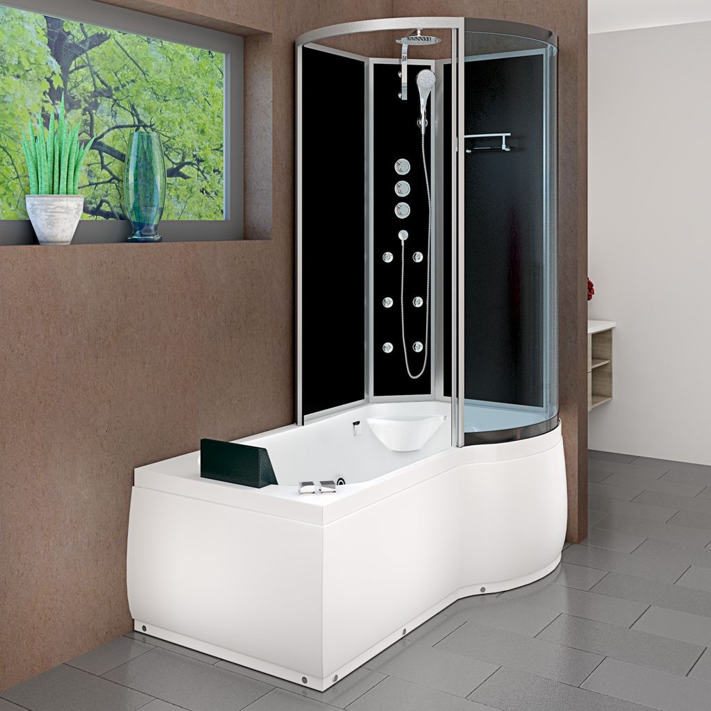 Kombination Whirlpool Dusche K50-L32-WP-EC Duschkabine Wanne 170x100