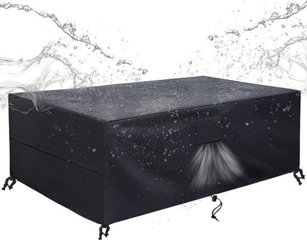 Wasserdichte Abdeckung für Outdoor-Möbel, schwarz, rechteckig