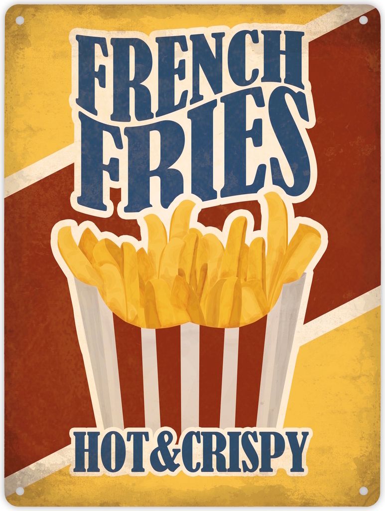 Metallschild XL mit American Diner Classics - French Fries Motiv Schild
