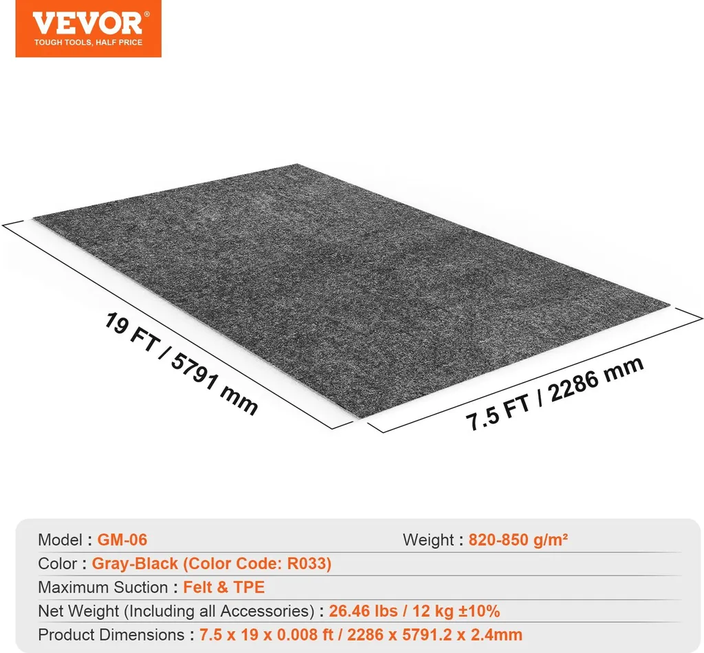 Tappetino per garage 2286 x 5791,2 x 2,4 mm Pavimento per officina 820-850 g/m² Pavimento per garage Feltro e TPE per raccolta olio Tappetino per garage Tappetino di servizio Protezione per pavimenti Pannelli per garage - 7