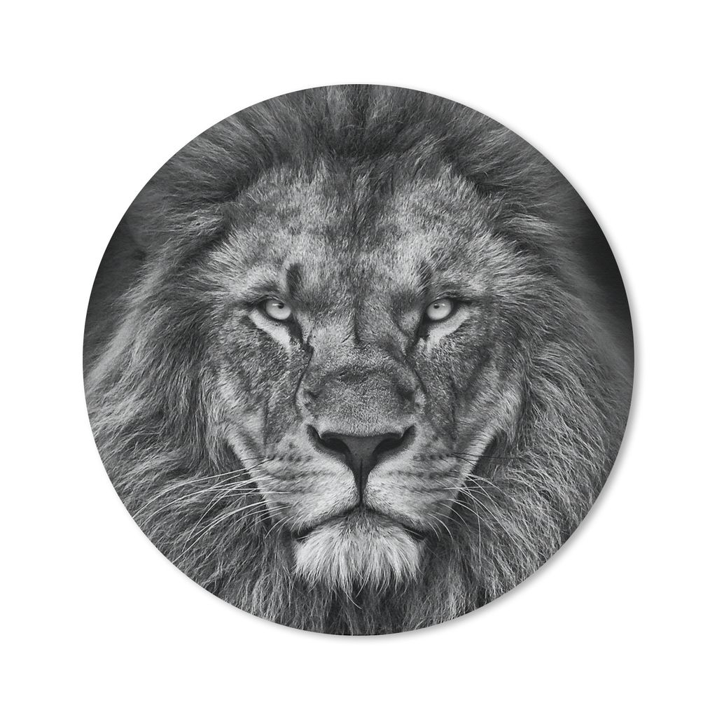 MuchoWow Mauspad Mousepad Tiere - Löwe - Schwarz - Weiß - Porträt 30x30 cm - Mousepads - Maus Mat - Pad - Mausunterlage - Tischunterlage - Sch...