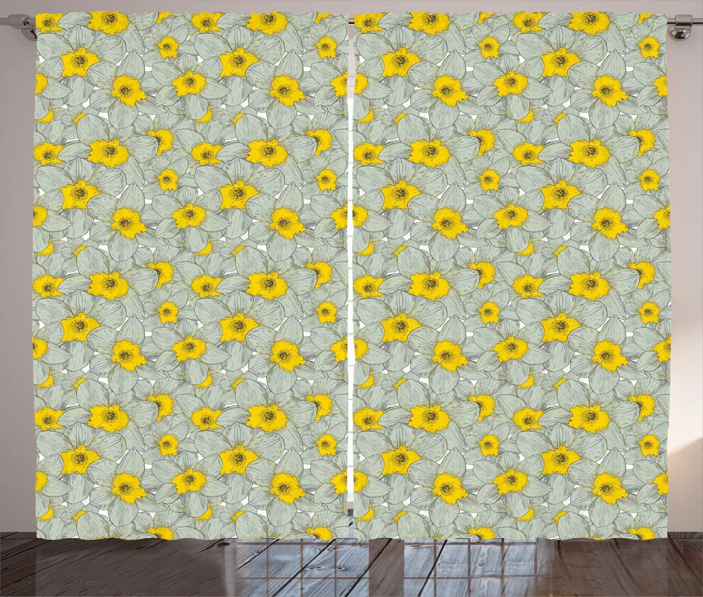 ABAKUHAUS Fleurs Rideau Rustique Petals Botanical 280x225cm Vert Sage
