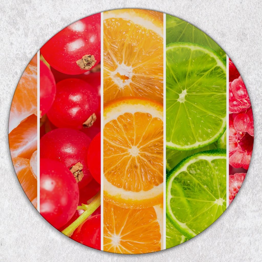 Glas-Herdabdeckplatten Glaskeramikkochfeld-Abdeckung Spritzschutz Glas Runden Schneidebrett fi40 cm - Bunte Früchte