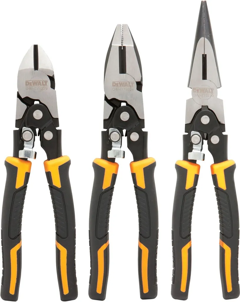 Set 3 Pinze DEWALT DWHT0-70485 | Acciaio Cr-V e Doppio Snodo