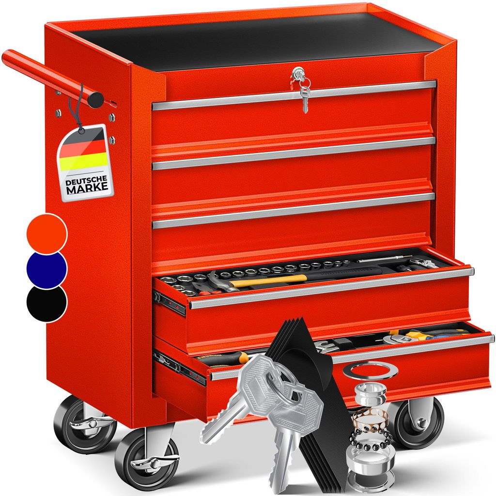 MASKO® Servante d'atelier 5 tiroirs, verrouillable, métal Image du produit 