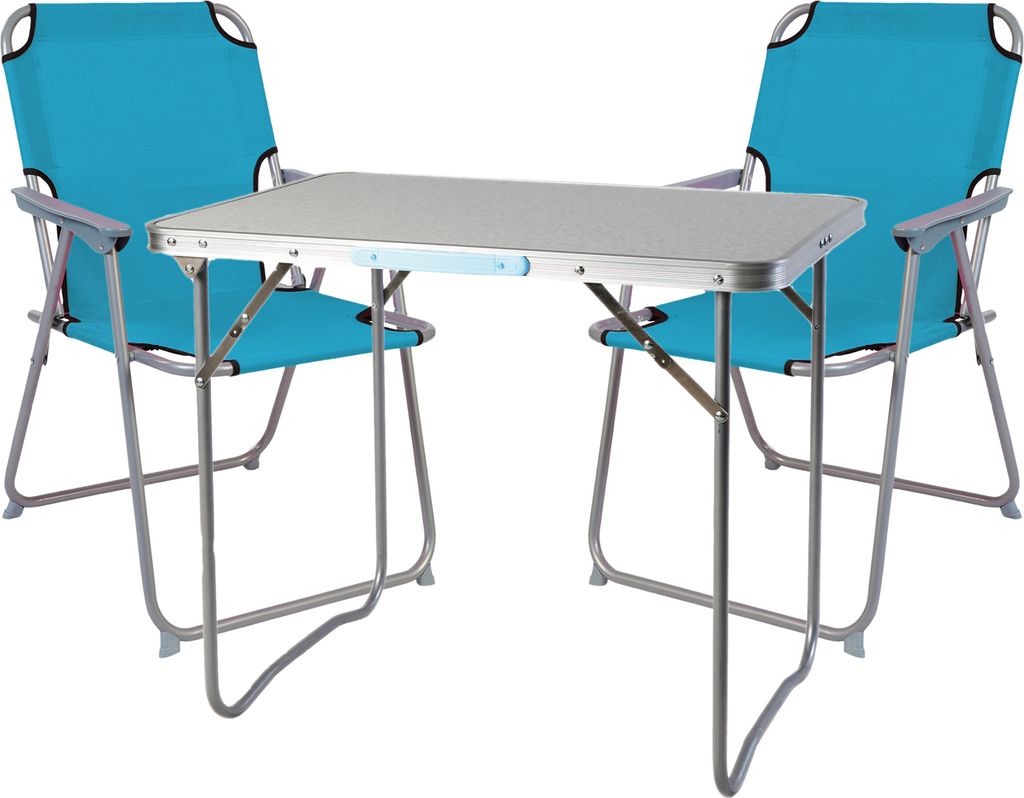 3-teiliges Campingmöbel Set Alu L80xB60xH68cm Petrol
