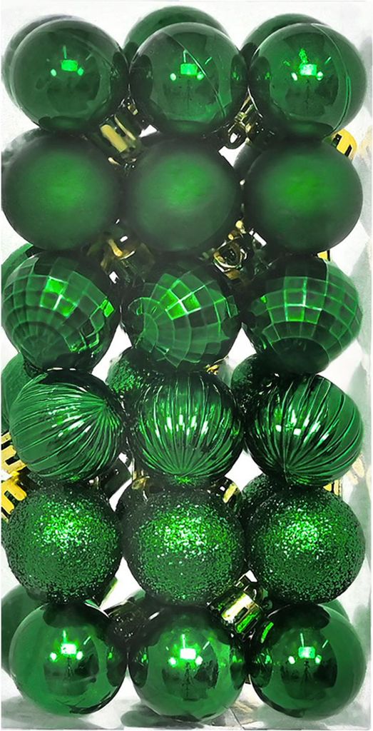 36 Stück Mini-Weihnachtskugeln, bruchsicher, 3 cm Durchmesser, glänzend, matt, glitzernd, Kunststoff-Ornament