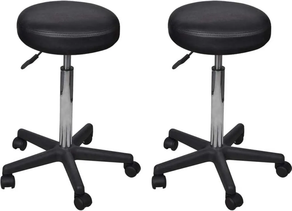 vidaXL Coppia Sgabelli da Ufficio Professionali Similpelle Nera 84 cm