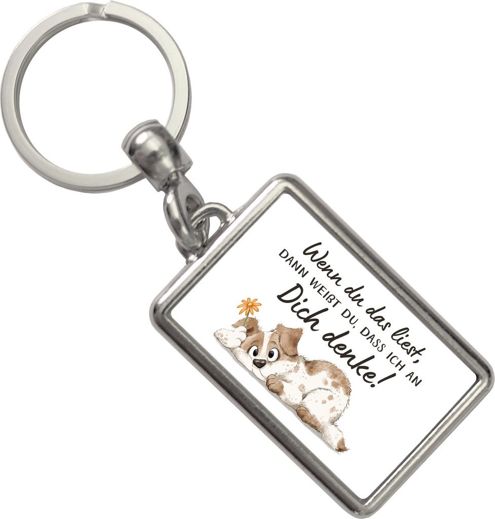 Hund Schlüsselanhänger mit Spruch Denke an dich