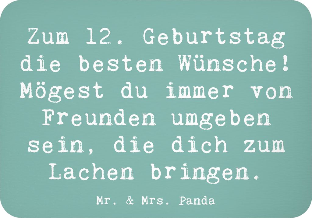 Mr. & Mrs. Panda Kühlschrankmagnet Spruch 12. Geburtstag Wünsche - Meeresbrise - Geschenk, handgefertigte Geschenke, besten, Happy Birthday, unve...