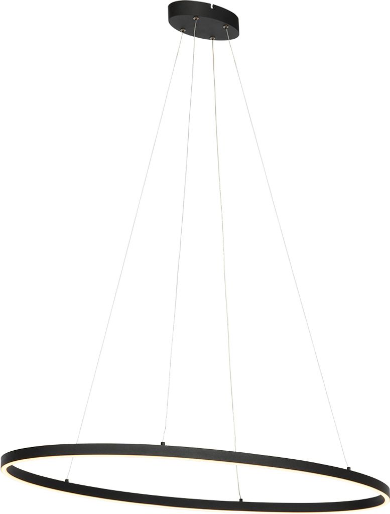 QAZQA - Design Hängelampe I Pendellampe I Pendelleuchte schwarz oval inkl. LED 3-stufig dimmbar - Ovallo Dimmer I Dimmbar I Wohnzimmer I Schlafzim...