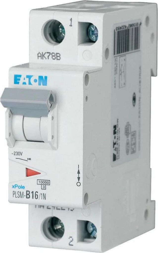 Eaton LS-Schalter 10kA B 16A/1pol+N 1,5TE Eaton PLSM-B16/1N-MW, 1 Stk.
