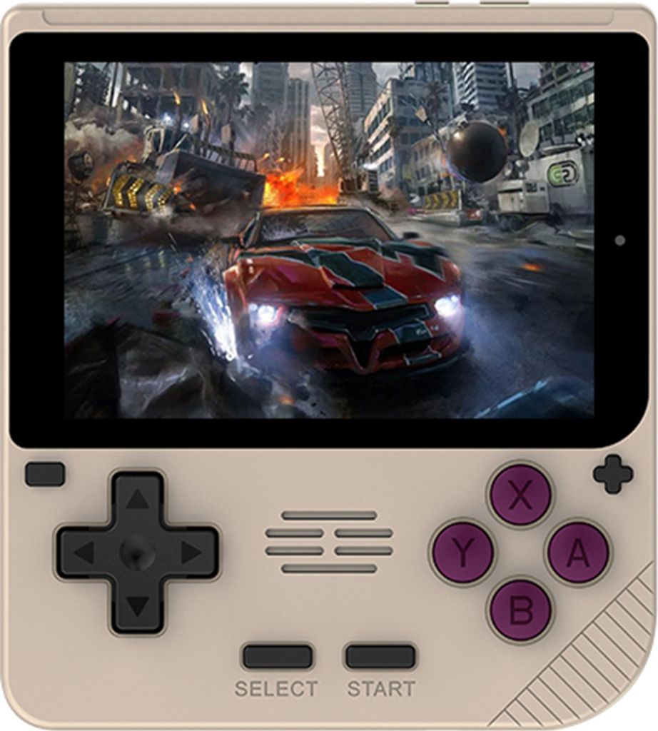 Powkiddy V10 Handheld-Spielkonsole 3,5-Zoll-IPS-Bildschirm Tragbare Videospielkonsole Unterstuetzt 64-GB-Karte Hochklarer Open-Source-Spielplayer