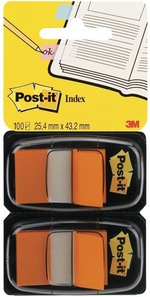 Post-it Haftmarker Index 25,4 x 43,2 mm orange 2 Blöcke á 50 Blatt