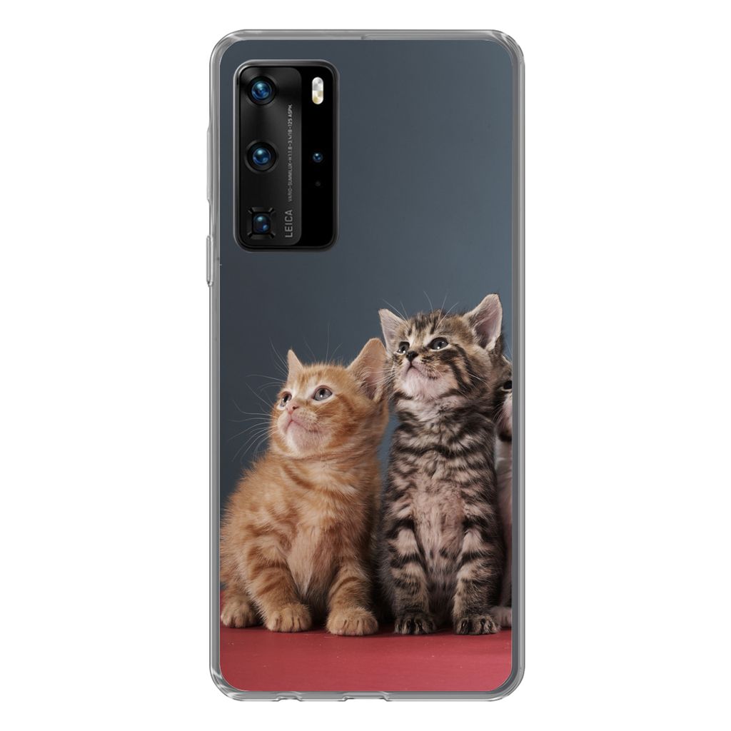 MuchoWow Handyhülle Schutzhülle Hülle für Huawei P40 Pro Kätzchen - Blau - Rosa - Mädchen - Jungen - Kind Silikon Softcase Handy Hülle - S...