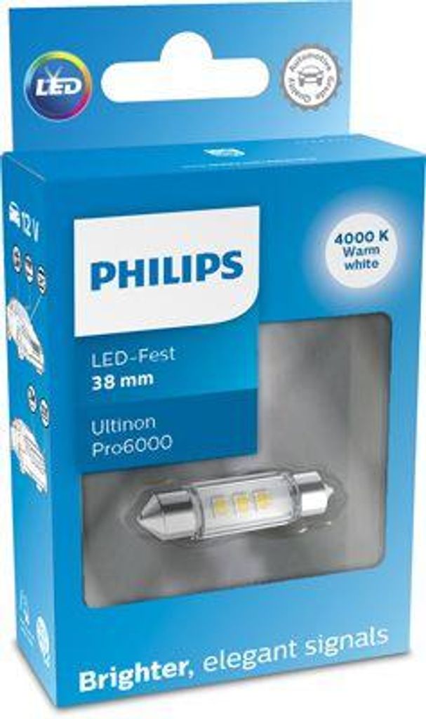 PHILIPS 11854WU60X1 Innenraumleuchte OE kompatibel mit 500, 500C, Punto, Alf. 155, Alf. 164, Giulia, Alf. GT, Spider, A3 8P, A4 8K, A4 8E, A5 8T, A...