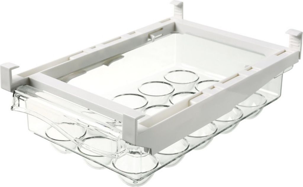 A clear, professional studio shot of a refrigerator egg holder.