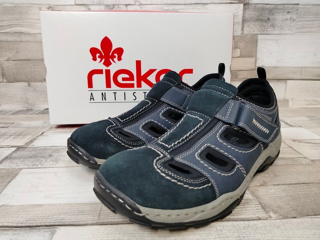 Rieker Herren Klett Halbschuh durchbrochen dunkelblau 44 Produktbild 16