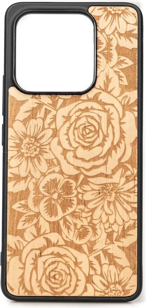 Coque Xiaomi 13 Pro en bois d'Aniegre avec gravure laser de Roses