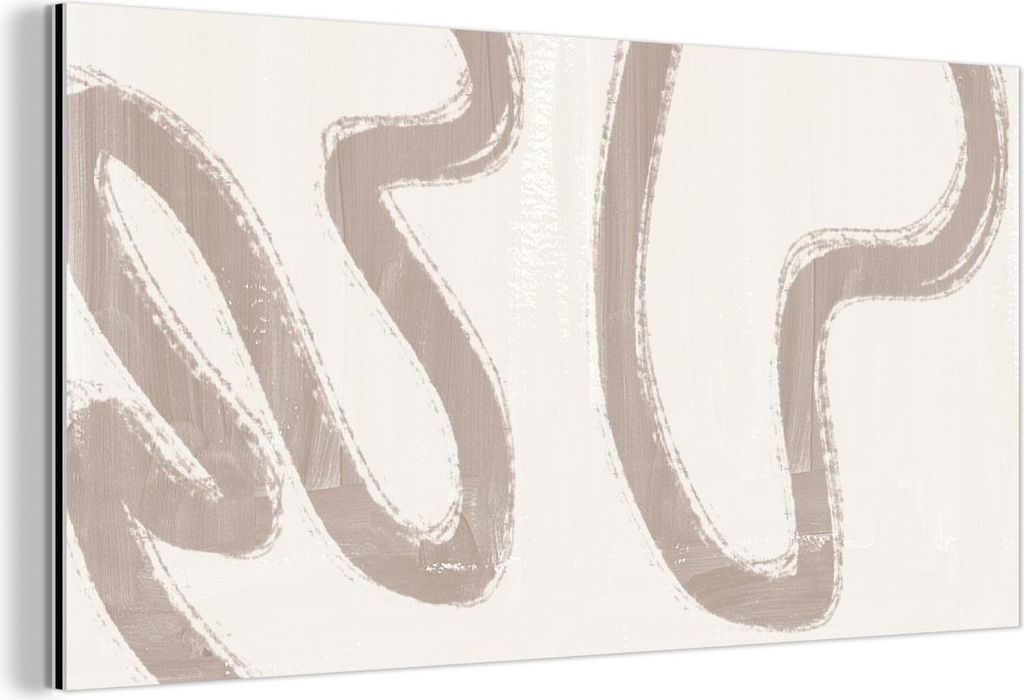 MuchoWow Wanddekoration Metall Metallbild Wandkunst 40x20 cm Abstrakt - Moderne Kunst - Beige MuchoWow Aluminium Gemälde - Bild - Aluminium