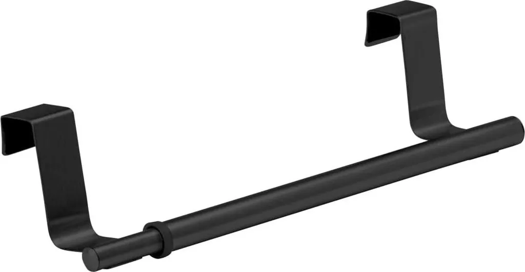 Support serviette extensible pour porte de cuisine noir inox 60 cm