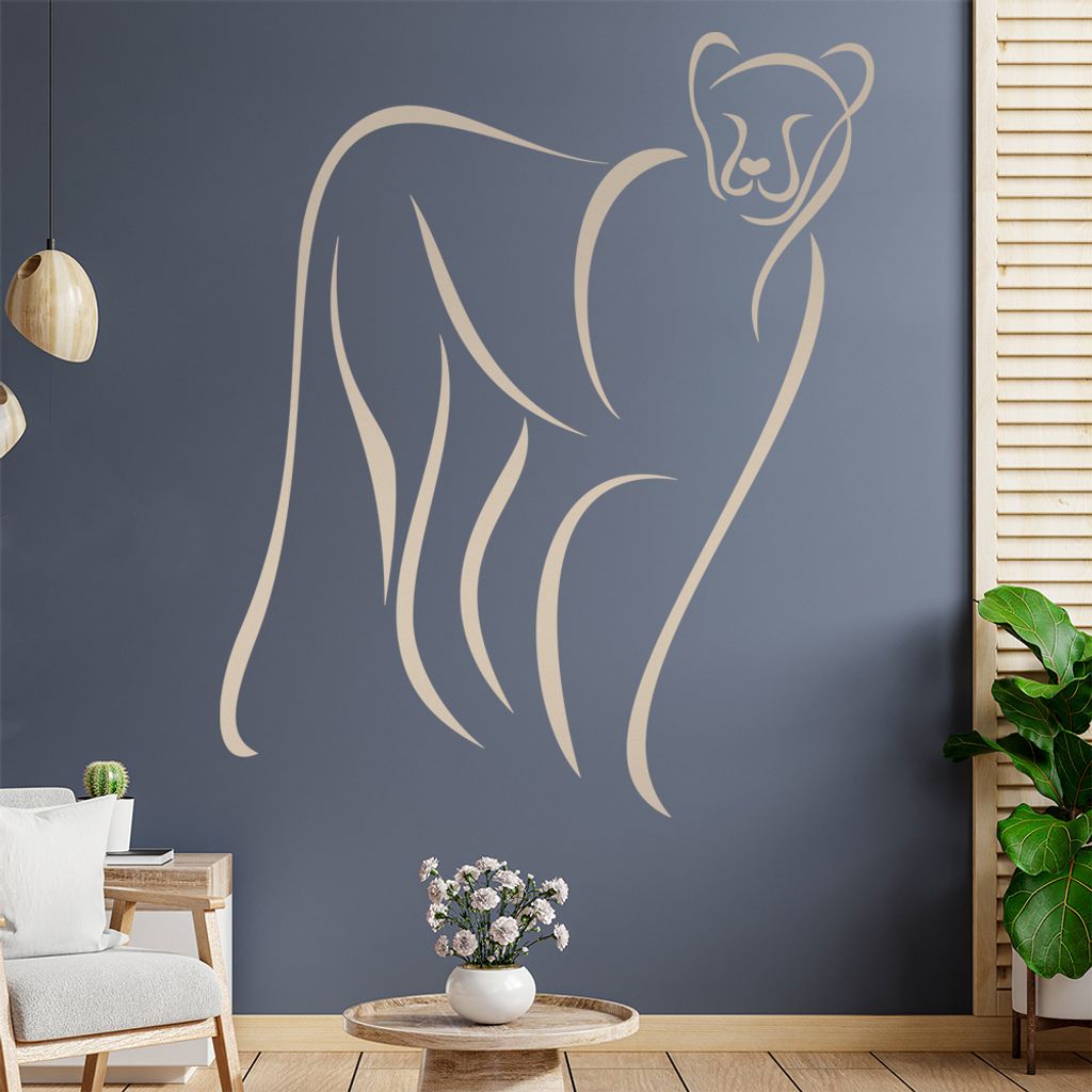 Raubkatze Linien Wandtattoo in 6 Größen - Wandaufkleber Wall Sticker - Dekoration, Küche, Wohnzimmer, Schlafzimmer, Badezimmer