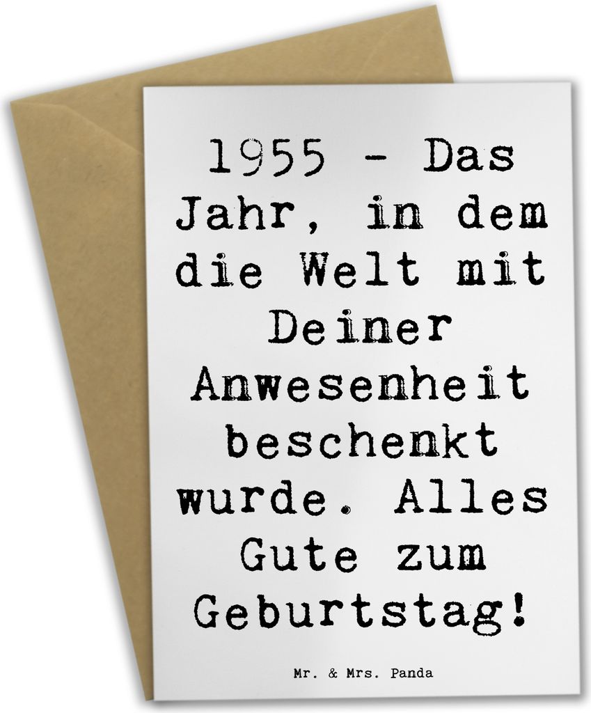 Mr. & Mrs. Panda Grußkarte Spruch 1955 Geburtstag - Weiß - Geschenk, Glückwunsch, Jubiläum, Erinnerungen, Happy Birthday, Alles Gute zum, hochz...
