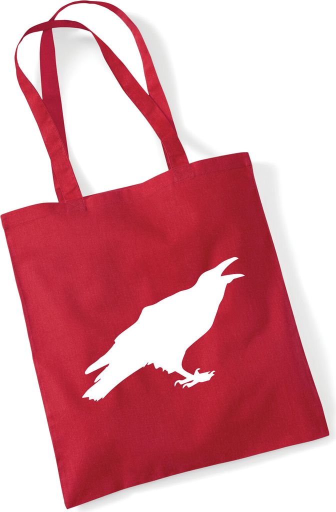 Huuraa Jutebeutel Rabe Silhouette 10 Liter Classic Red Baumwolle Tasche Geschenkidee