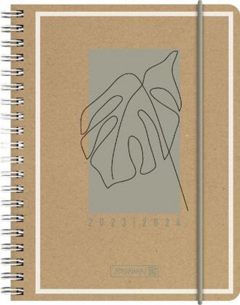 BRUNNEN 1071875024 Wochenkalender Schülerkalender 2023/2024 "Jungle Leaf" 2 Seiten = 1 Woche Blattgröße 12 x 16 cm A6 Hardcover-Einband mit Kraf...