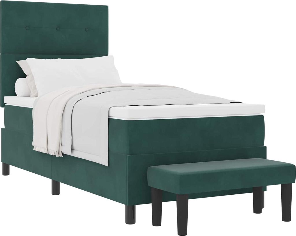 Boxspringbett mit Kopfteil Dunkelgrün 200 x 100 cm Samt