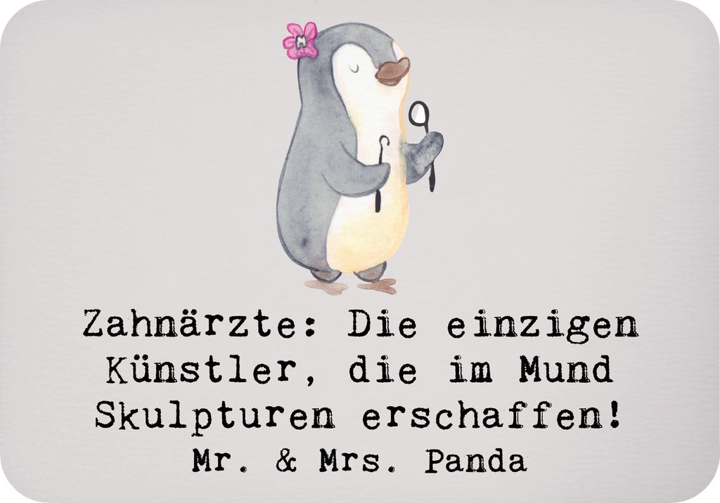 Mr. & Mrs. Panda magnet Zahnarzt Künstler - Grau Pastell - Geschenk, haftmagnet, Berufspassion, zettelhalter, Kühlschrankmagnet, Zahnmedizin, whi...