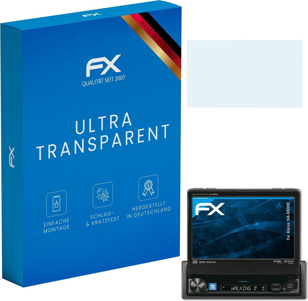 atFoliX FX-Clear 3x Schutzfolie kompatibel mit Alpine IVA-D800R Displayschutzfolie
