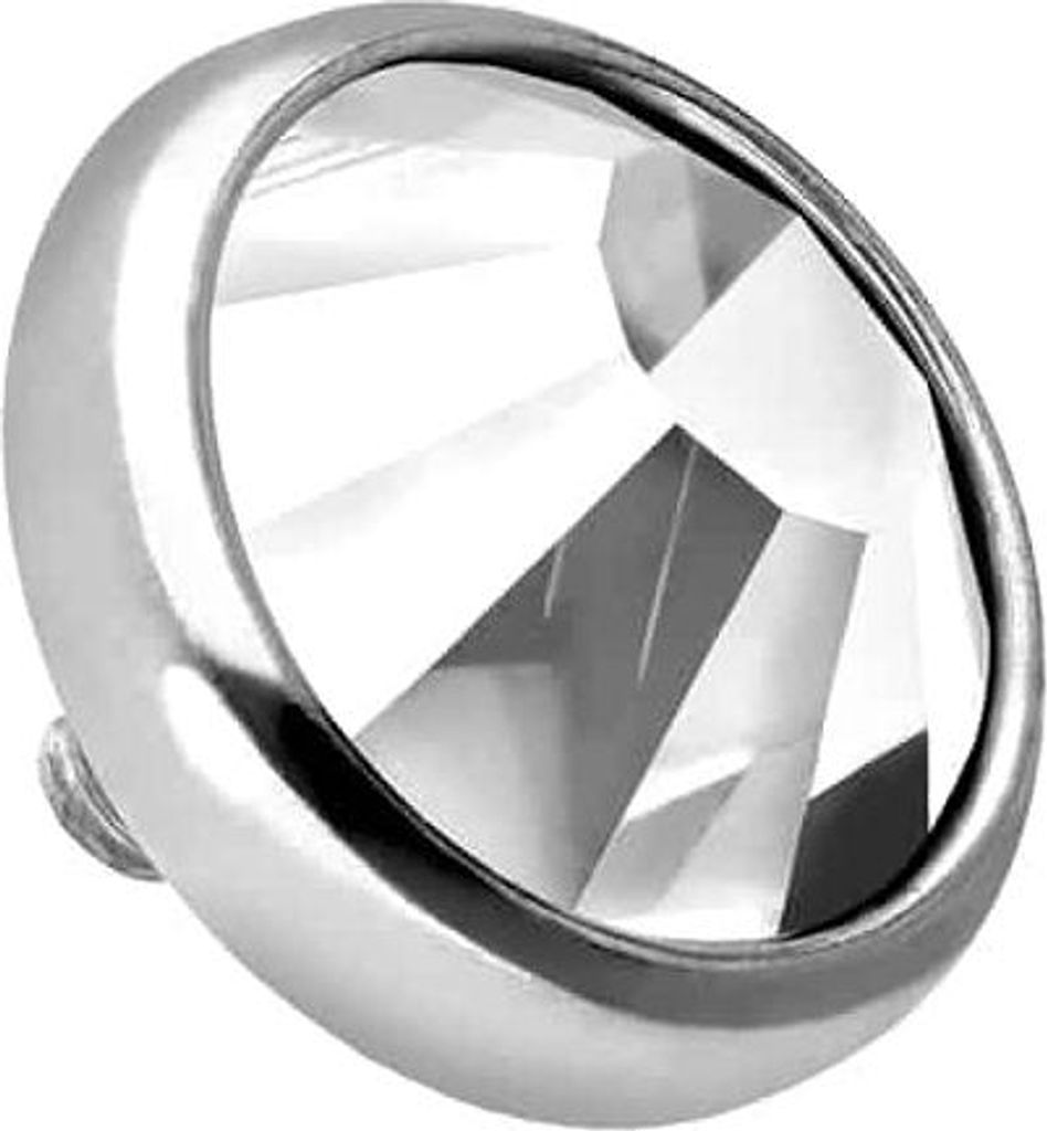 Titan Dermal Anchor Aufsatz DISC + KRISTALL Silber Discgröße: 5mm