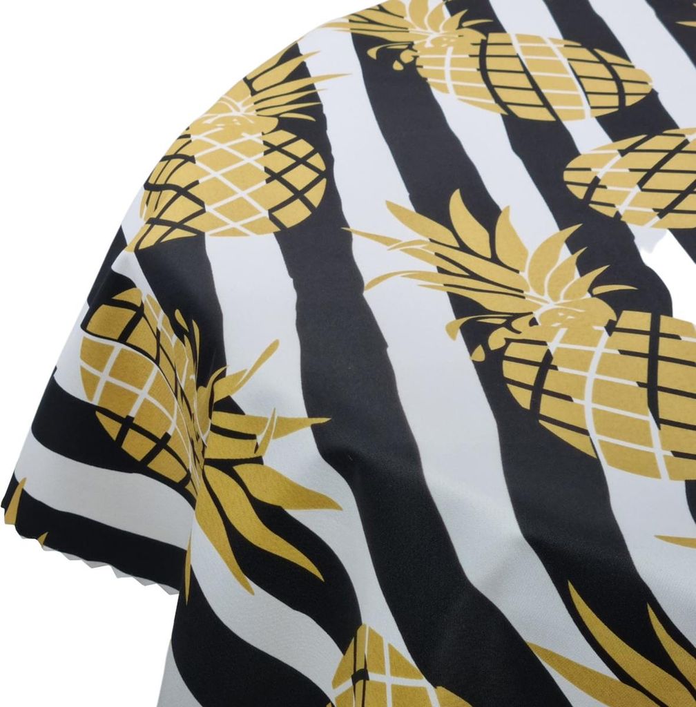 Rund Wasserdichte Tischdecke Gartentischdecke Wasserabweisend Wetterfest Garten Balkon Terrasse Ananas Durchmesser: Ø 130 cm