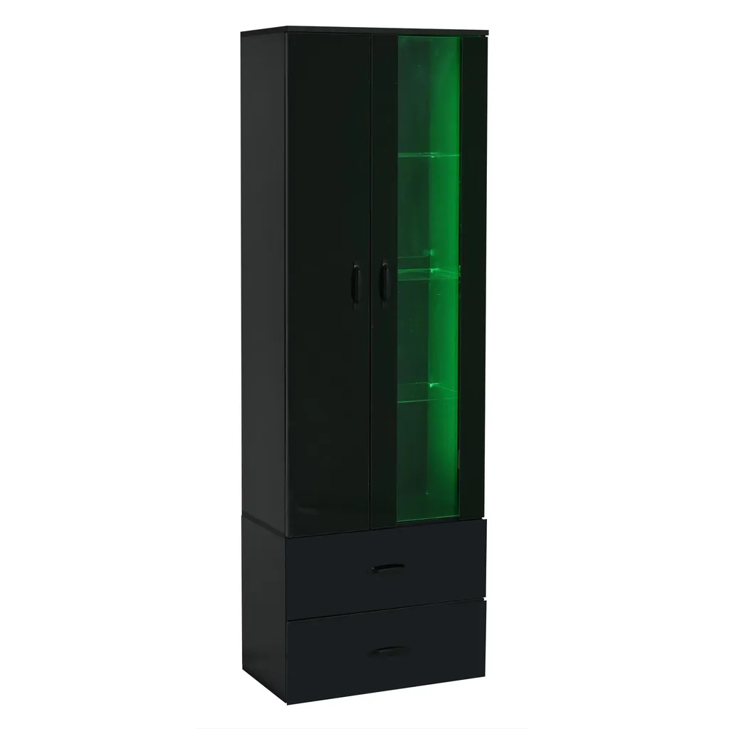 Meuble d'Exposition LED Noir pour Collections et Vaisselle Précise - 9