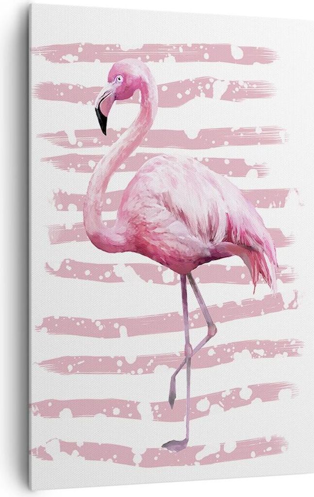 Bild auf Leinwand - Leinwandbild - Einteilig - Flamingo Vogel Wasser - 80x120cm - Wand Bild - Wanddeko - Wandbilder - Leinwanddruck - Wanddekoratio...