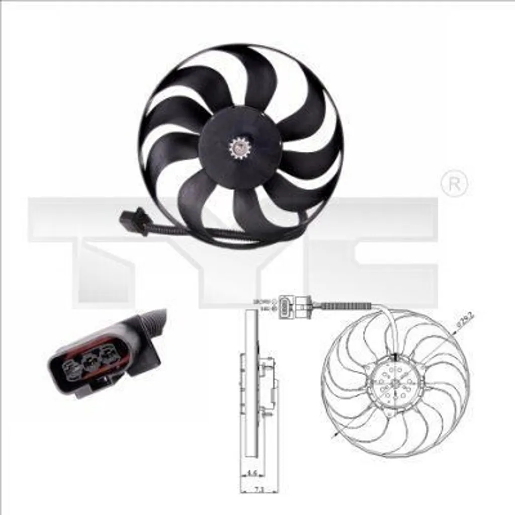 Ventilateur de radiateur TYC 837-0006 pour Polo 9N et Ibiza 6L OE 6Q0959455J