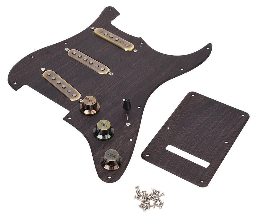 Komplettes, vorverdrahtetes SSS-Humbucker-Pickguard-Tonabnehmer-Set mit Rückplatte für E-Gitarrenteile
