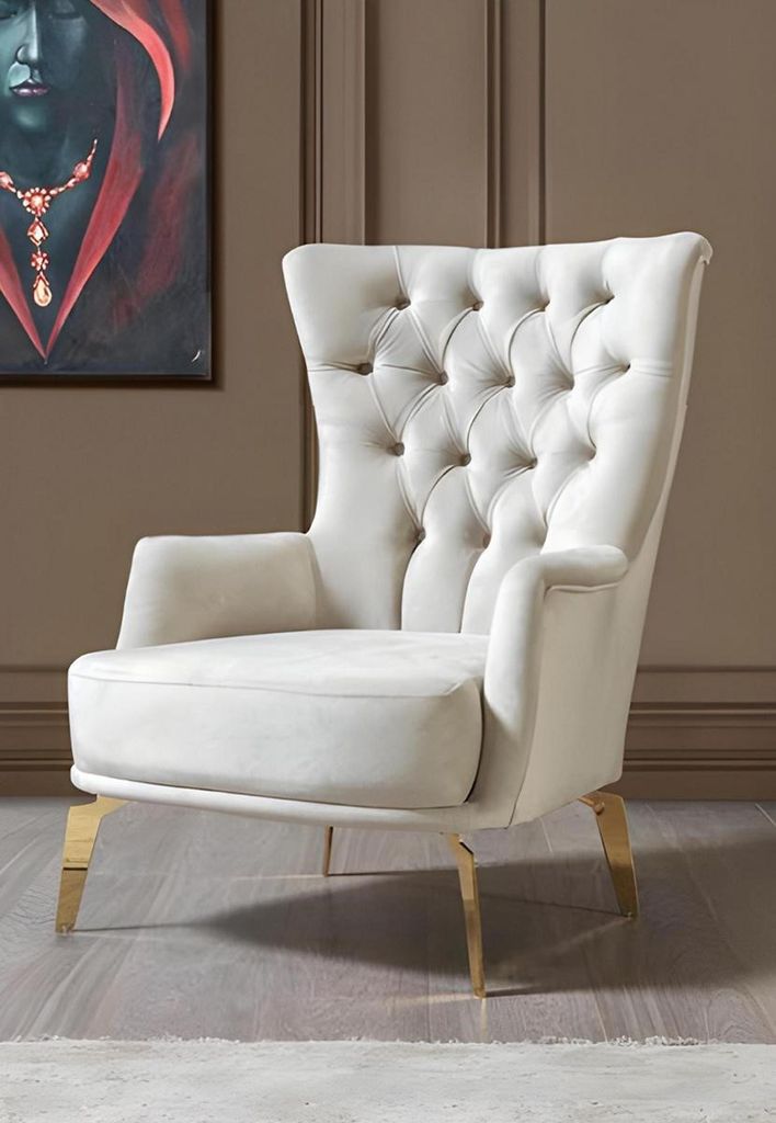 Sessel Sitz Modern Design Wohnzimmer Polster Einsitzer Relax Weiß Stil Luxus Neu