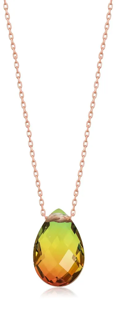 Pendentif goutte topaze mystique pour femme - Collier or rose et argent