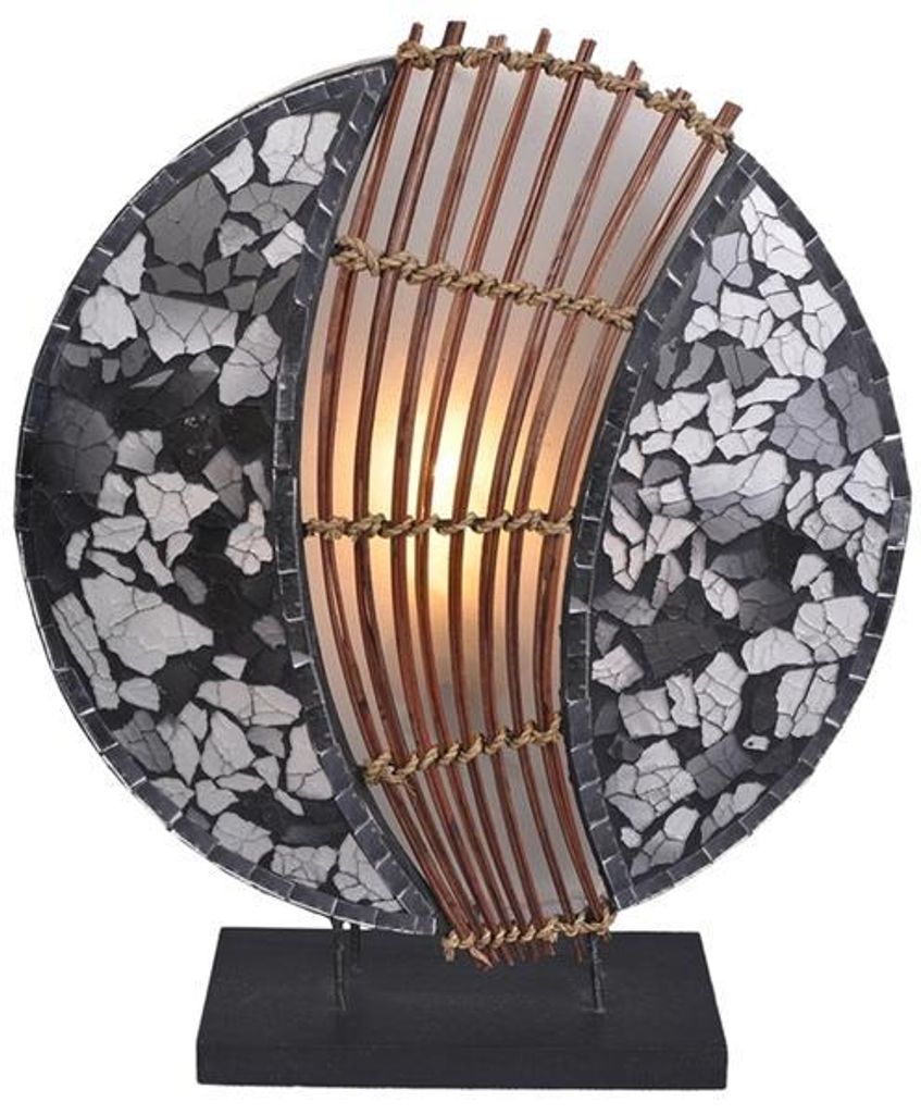 Deko-Leuchte PIA rund, Natur-Material, Höhe ca. 30 cm, Stimmungsleuchte