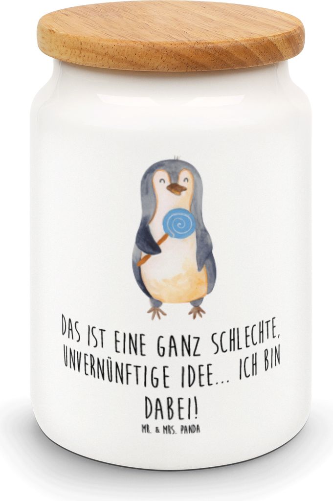 Mr. & Mrs. Panda salzdose Pinguin Lolli - Weiß - Geschenk, Dose, Teedose, Kaffeedose, Keksdose, Süßigkeiten, Pinguine, behälter, zuckerdose, Sp...