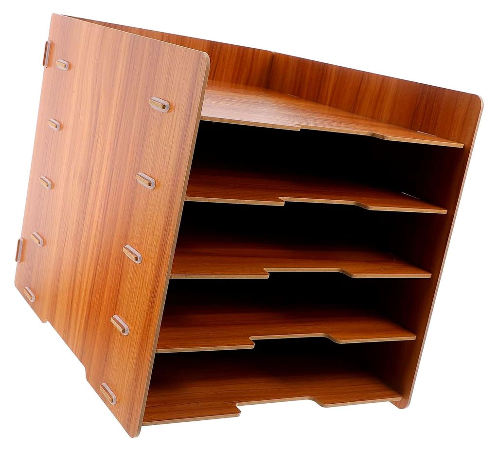 Schreibtisch Organizer aus Holz mit gestaffelter Dateiablage für Büro, Zuhause und Schule