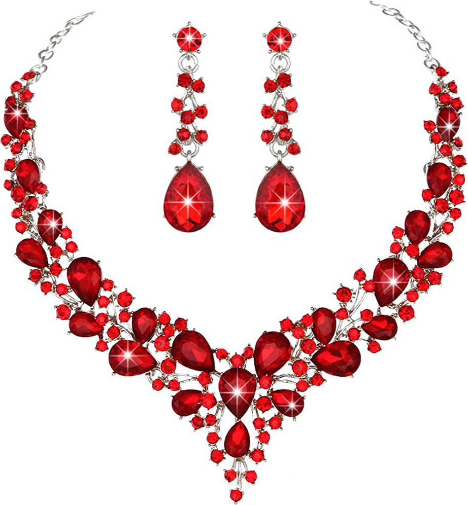 Set Hochzeit Ohrringe Verlängerung Kette Faux Kristall Produktbild 