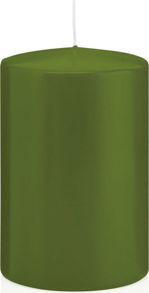 6 Stumpen Kerzen Olive 20 x 9,8 cm (H x D) deutsche Marken Kerzen aus 100% Paraffin Wachs in er RAL Kerzen Qualität