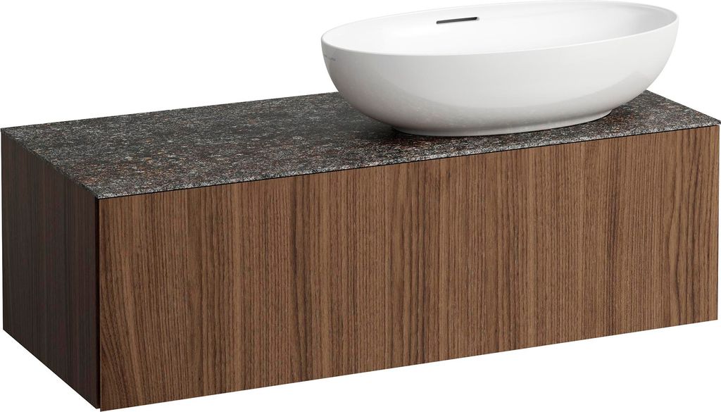 LAUFEN ILBAGNOALESSI Schubladenelement, Steinplatte Marrone Naturale, Ausschnitt rechts, 120x50x37cm, zu WT-Schale H81897 5, H4323130976301