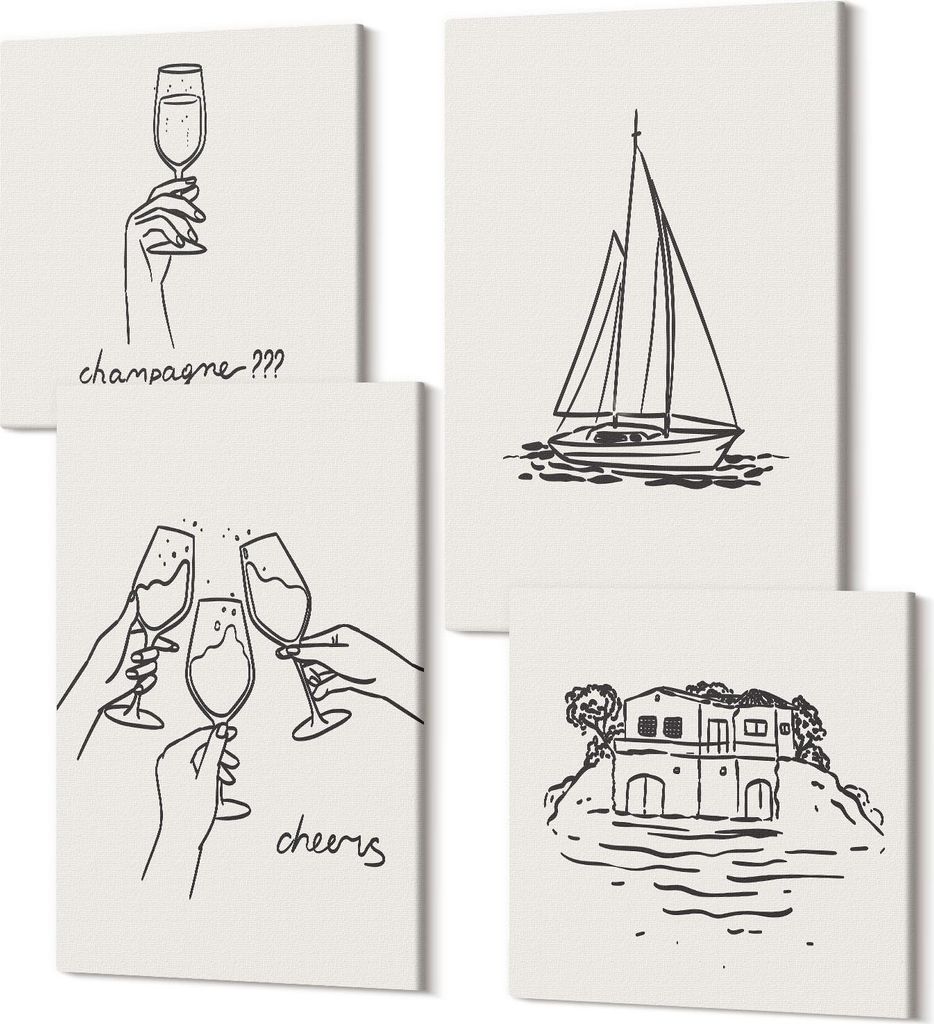 Leinwandbilder Mehrteilig 4-teilig – Modernes Design – Hochwertiger Polycanvas Kunstdruck – Wanddekoration & Wandkunst – Bilder für Zuhaus...