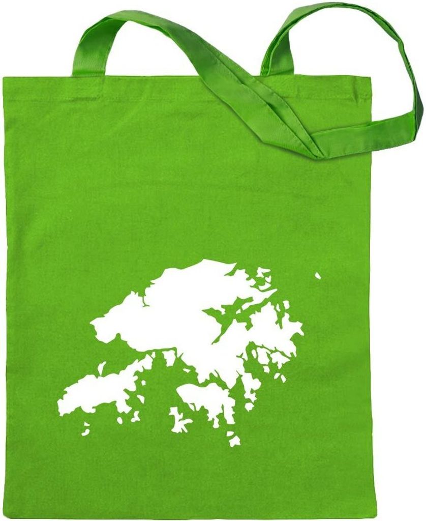Kiwistar - Baumwolltasche - hellgrün - Hong Kong - Hongkong - Tragetasche Stoffbeutel Umhängetasche Langer Henkel