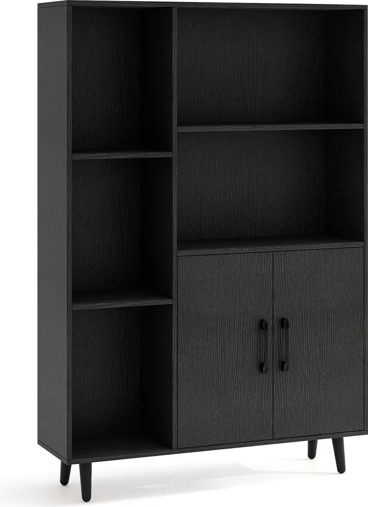 Étagère de rangement noire 5 niveaux : fini le désordre avec portes