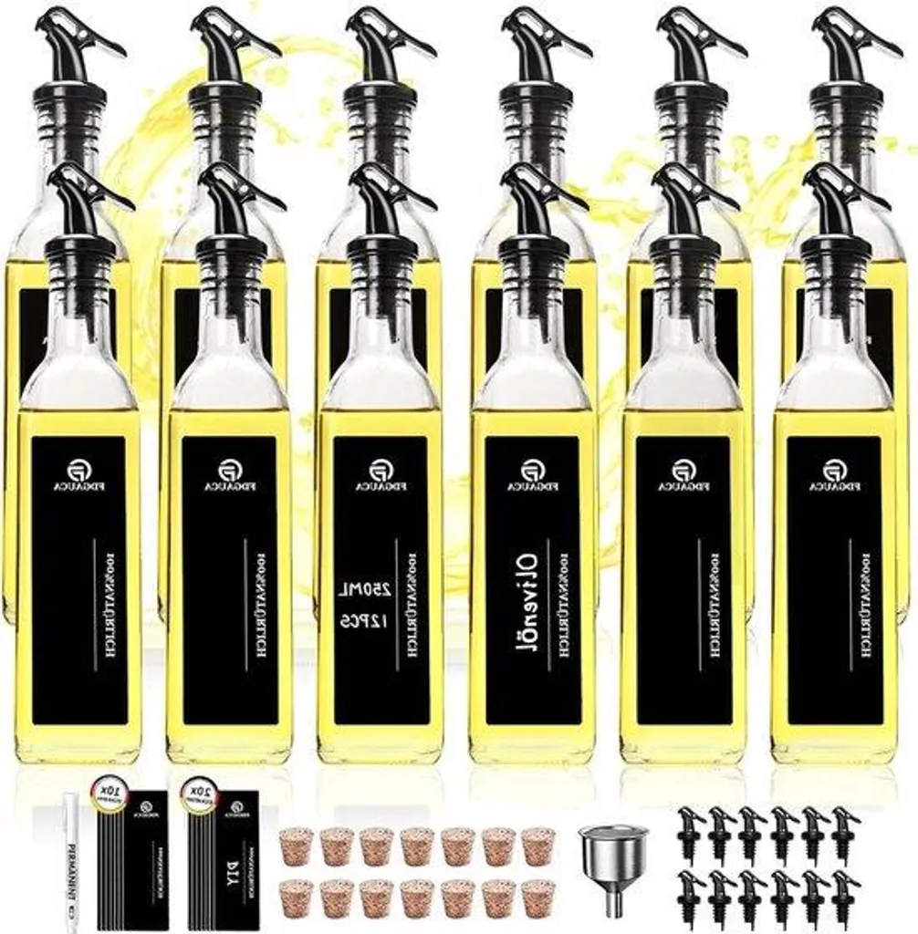 Bouteille en verre pour huile d'olive fait maison 250 ml lot de 12